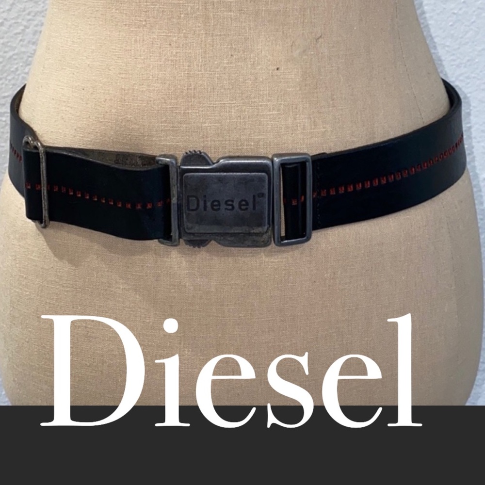 Authentic Diesel black leather belt sz XS/S